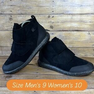 World Boots Lees True Black Black Suede Velcro Mid Top Sneakers Mens 9 Wmns 10